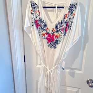 Swim cover up - tropical flamingo print